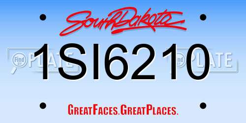 1SI6210 South Dakota License Plate
