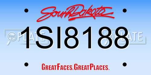 1SI8188 South Dakota License Plate