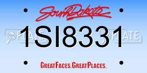1SI8331 South Dakota License Plate
