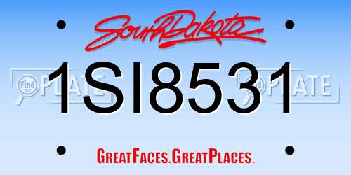 1SI8531 South Dakota License Plate