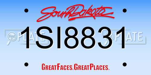 1SI8831 South Dakota License Plate