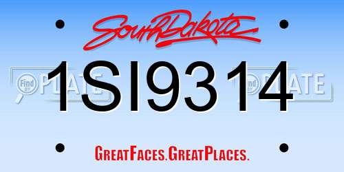 1SI9314 South Dakota License Plate