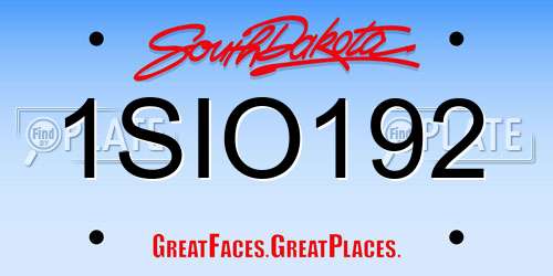1SIO192 South Dakota License Plate