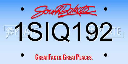 1SIQ192 South Dakota License Plate
