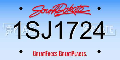 1SJ1724 South Dakota License Plate