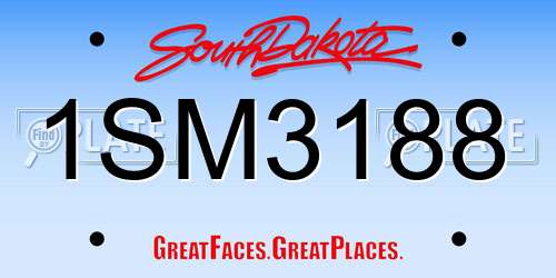 1SM3188 South Dakota License Plate