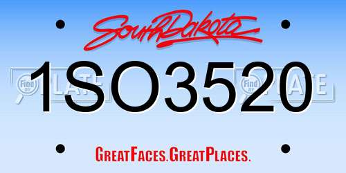 1SO3520 South Dakota License Plate