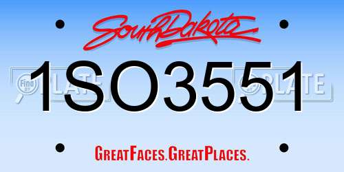 1SO3551 South Dakota License Plate
