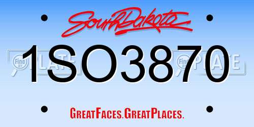 1SO3870 South Dakota License Plate