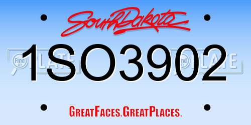 1SO3902 South Dakota License Plate