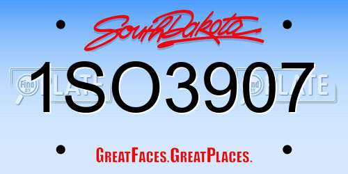 1SO3907 South Dakota License Plate