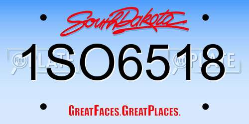 1SO6518 South Dakota License Plate