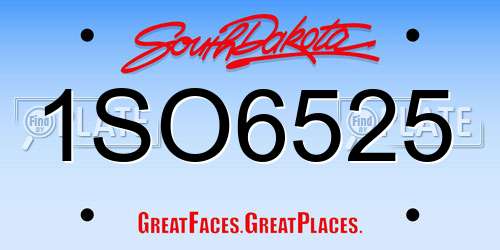 1SO6525 South Dakota License Plate