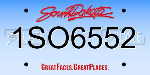 1SO6552 South Dakota License Plate