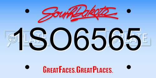 1SO6565 South Dakota License Plate