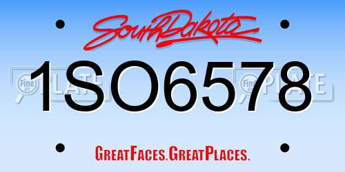 1SO6578 South Dakota License Plate