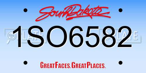 1SO6582 South Dakota License Plate