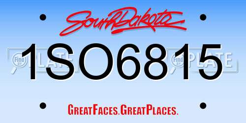 1SO6815 South Dakota License Plate