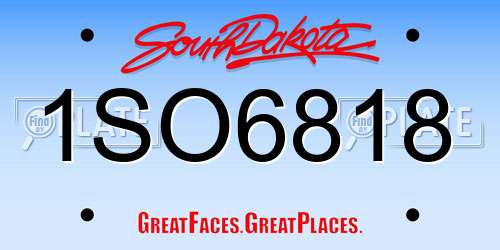 1SO6818 South Dakota License Plate