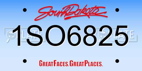 1SO6825 South Dakota License Plate