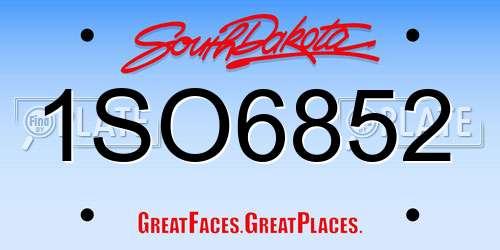 1SO6852 South Dakota License Plate