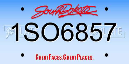 1SO6857 South Dakota License Plate