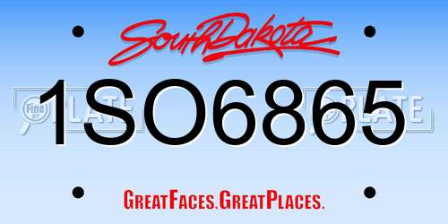1SO6865 South Dakota License Plate