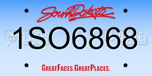 1SO6868 South Dakota License Plate