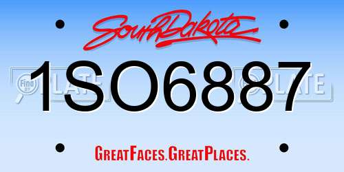 1SO6887 South Dakota License Plate