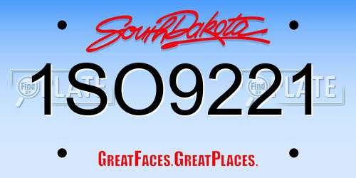 1SO9221 South Dakota License Plate
