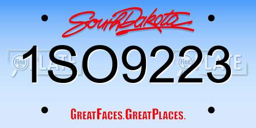 1SO9223 South Dakota License Plate