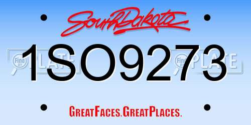1SO9273 South Dakota License Plate