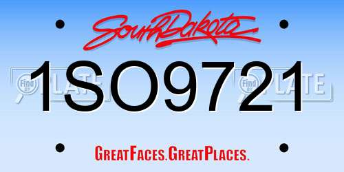 1SO9721 South Dakota License Plate