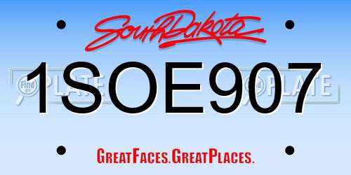 1SOE907 South Dakota License Plate