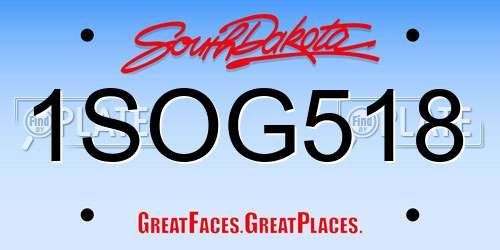 1SOG518 South Dakota License Plate