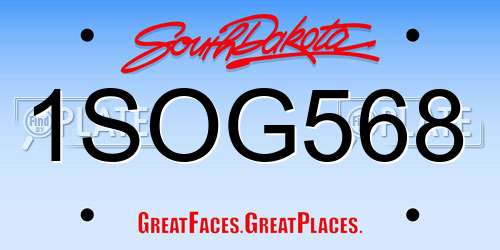1SOG568 South Dakota License Plate