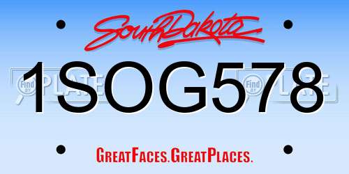 1SOG578 South Dakota License Plate