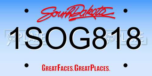 1SOG818 South Dakota License Plate