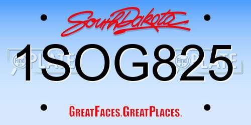 1SOG825 South Dakota License Plate