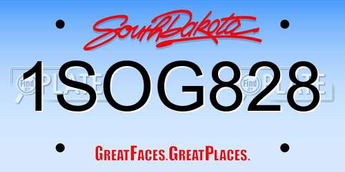 1SOG828 South Dakota License Plate