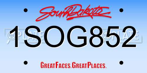 1SOG852 South Dakota License Plate
