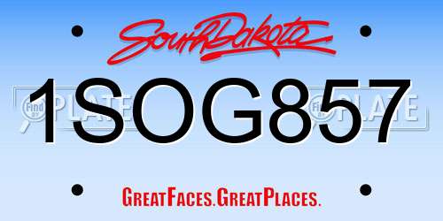 1SOG857 South Dakota License Plate