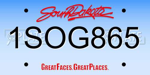 1SOG865 South Dakota License Plate