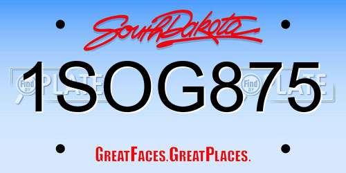 1SOG875 South Dakota License Plate