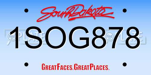 1SOG878 South Dakota License Plate