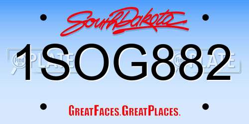 1SOG882 South Dakota License Plate