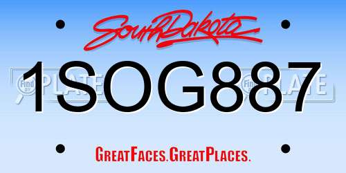 1SOG887 South Dakota License Plate