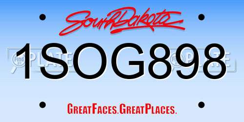 1SOG898 South Dakota License Plate