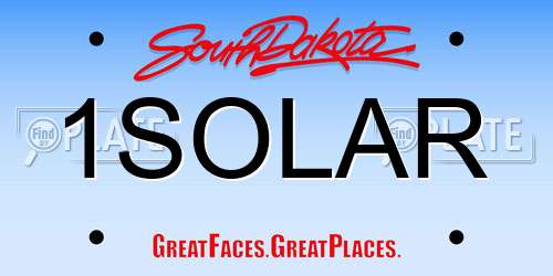 1SOLAR South Dakota License Plate