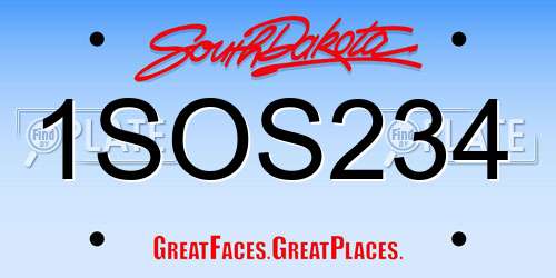 1SOS234 South Dakota License Plate